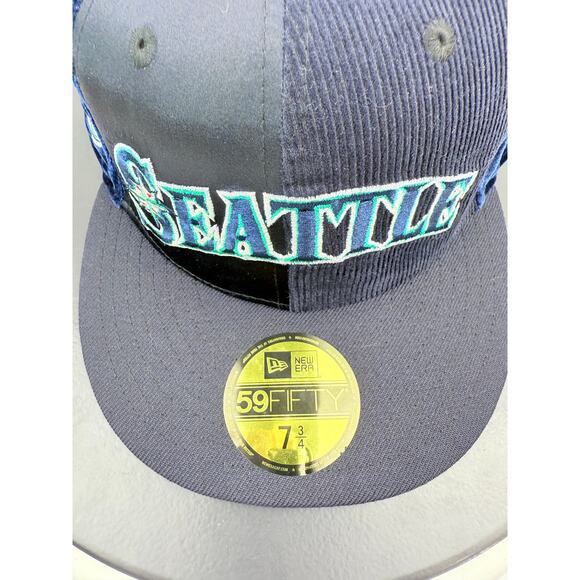 New Era Seattle Mariners Corduroy 59FIFTY Hat 7 3/4 Cap 2001 All Star Game Patch - Picture 3 of 8